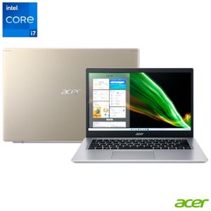 Notebook Acer Aspire 5, Intel Core i7 1165G7, 8GB, 512GB SSD, Tela 14", Win 11, Safari Gold-A514-54-789C