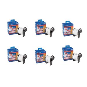 KIT com 6 Etiquetas Brother DK-2251 Preto e Vermelho 62mm