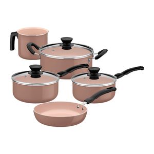 Jogo de Panelas Tramontina Évora Revestimento Cerâmico Capuccino 5 Peças