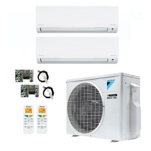 Ar-Condicionado Bi Split Inverter R-32 Daikin 18.000 BTUs (2x Evap HW 12.000) Quente/Frio 220V + Módulo Wi-fi