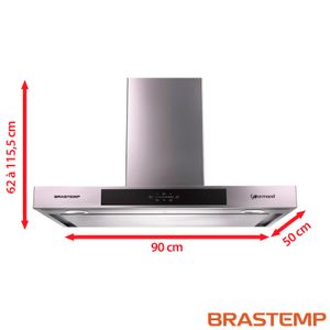 Coifa de Parede Brastemp Gourmand 90 cm Inox 5 e 6 Bocas com Alta Sucção - BA790BR