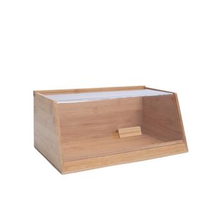 Porta Pão de Bambu Com Tampa Transparente 35Cm - Oikos