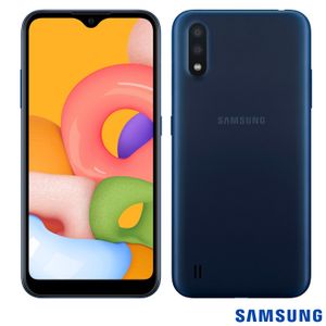 Samsung Galaxy A01 Azul, com Tela de 5,7", 4G, 32GB e Câmera Dupla de 13MP + 2MP - SM-A015MZBEZTO