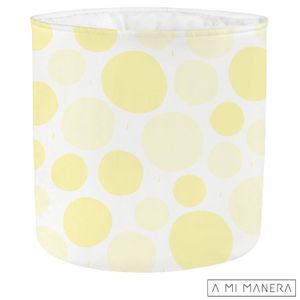 Cesto Organizador Redondo G Bolas Branco e Amarelo - CES-03-G - A Mi Manera