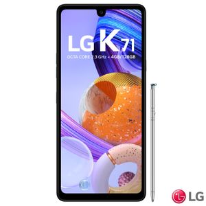 Smartphone LG K71 Titan, com Tela de 6,8", 4G, 128GB e Câmera Tripla de 48MP + 5MP + 5MP - LMQ730BAW