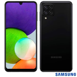 Samsung Galaxy A22 Preto, com Tela de 6,4", 4G, 128 GB e Câmera de 48MP + 8MP + 2MP + 2MP - SM-A225MZKGZTO