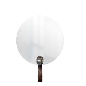 Espelho Funcional Hook Cromado Alça Corino 50 cm Redondo