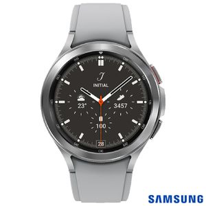 Galaxy Watch4 Classic LTE 46mm Samsung Prata com 1,4", Pulseira de FKM, Wi-Fi, Bluetooth e 16GB