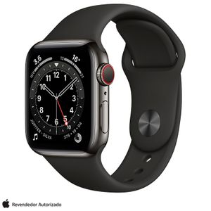 Apple Watch Series 6 Grafite com Pulseira Esportiva Preta, 40mm, 4G e 32GB