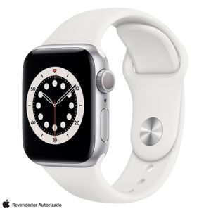 Apple Watch Series 6 Prata, 40mm, GPS, com Pulseira Esportiva Branca