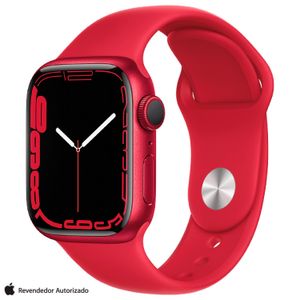 Apple Watch Series 7 (GPS, 41mm) - Caixa de Alumínio (PRODUCT)RED - Pulseira Esportiva (PRODUCT)RED