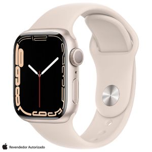 Apple Watch Series 7 (GPS, 45mm) - Caixa de Alumínio Estelar - Pulseira Esportiva Estelar