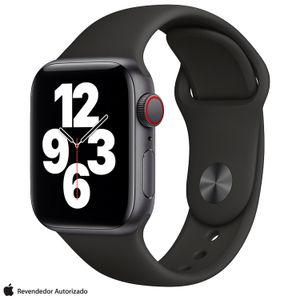 Apple Watch SE Cinza, 40mm, GPS+Celular, com Pulseira Esportiva Preta