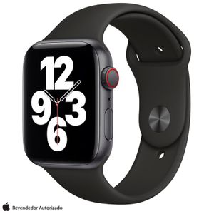 Apple Watch SE Cinza, 44mm, GPS+Celular , com Pulseira Esportiva Preta