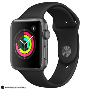 Apple Watch Series 3 (GPS, 42mm) cinza-espacial de alumínio com pulseira esportiva preta