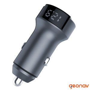 Carregador Veicular Ultra Rápido para Dispositivos USB Cinza - Geonav - CH18WPDAL