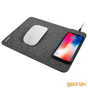 Carregador por Indução com Mousepad Compatível com Smartphones Padrão QI Cinza - Geonav - MPISG