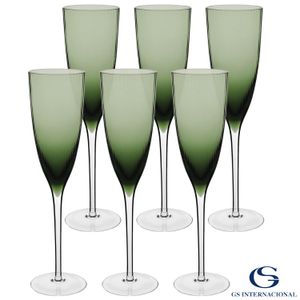 Conjunto de Taças de Champagne Oliver em Vidro 230 ml com 06 Peças Verde - GS