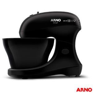 Batedeira Arno Chef 400W 2 batedores multifuncionais 5 Litros Preta  SM01