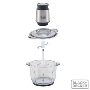 Mini Processador Black & Decker Gourmand Gris com 02 Velocidades, Capacidade de 2,0 Litros e Função Triturar - MP30