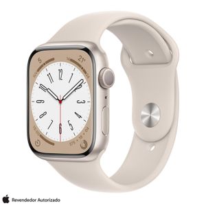 Apple Watch Series 8 (GPS 45 mm) Caixa de Alumínio Estelar, Pulseira Esportiva Estelar