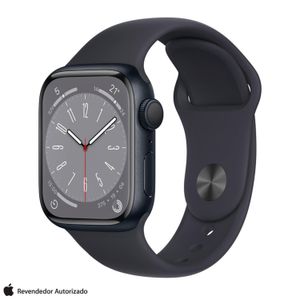 Apple Watch Series 8 (GPS 41 mm) Caixa de Alumínio Meia-noite, Pulseira Esportiva Meia-noite