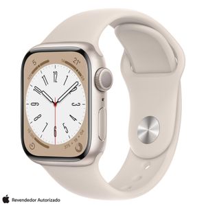 Apple Watch Series 8 (GPS 41 mm) Caixa de Alumínio Estelar, Pulseira Esportiva Estelar