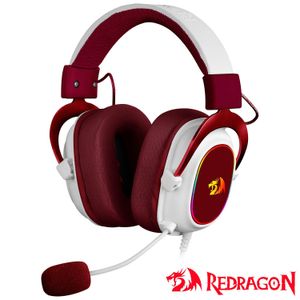 Fone de Ouvido Gamer Redragon Zeus X Rgb Headset Branco e Vermelho - H510RGB-RED