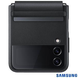 Capa Protetora para Galaxy Z Flip 4 em Couro Preto - Samsung - EF-VF721L