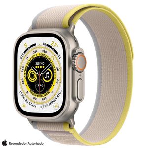 Apple Watch Ultra (GPS+Cellular 49mm) Caixa de Titânio com Pulseira Loop Trail Amarela e Bege M/G