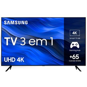 Smart TV Samsung Crystal UHD 4K 65" Polegadas 65CU7700 com Gaming Hub, Visual Livre de Cabos e Tela sem Limites