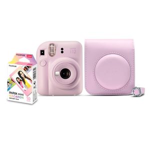 Kit Câmera Instantânea Fujifilm Instax Mini 12 Lilás + Pack 10 filmes Macaron + Bolsa Lilás Candy