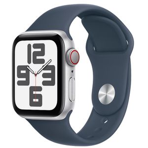 Apple Watch SE (GPS + Cellular 40 mm) Caixa de Alumínio Prateada, Pulseira Esportiva Azul tempestade – PM