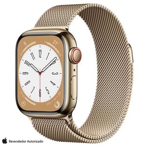 Apple Watch Series 8 (GPS + Cellular 41 mm) Caixa de Aço Inoxidável Dourada, Pulseira Estilo Milanês Dourada