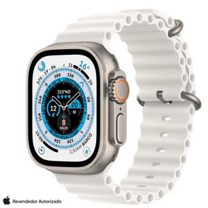 Apple Watch Ultra (GPS + Cellular 49mm) Caixa de Titânio, Pulseira Oceano Branca