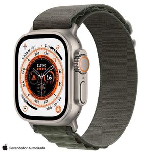 Apple Watch Ultra (GPS + Cellular 49mm) Caixa de Titânio, Pulseira Loop Alpina Verde P