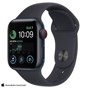 Apple Watch SE 2° geração (GPS+Cellular 40 mm) Caixa meia-noite de alumínio Pulseira esportiva Meia-noite