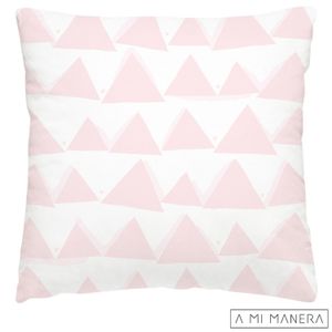 Almofada de Decoração Triângulos Branca e Rosa - A Mi Manera