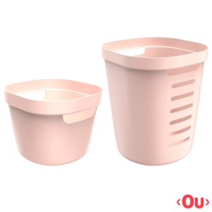 Conjunto Cesto para Roupas Cube Flex com 02 Peças Rosa Nude - OU