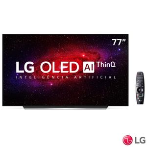 Smart TV LG 77" 4K OLED77CX HDR WiFi Bluetooth Inteligência Artificial ThinQAI Smart Magic Google Alexa