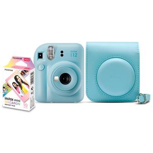 Kit Câmera Instantânea Fujifilm Instax Mini 12 Azul + Pack 10 filmes Macaron + Bolsa Azul Candy