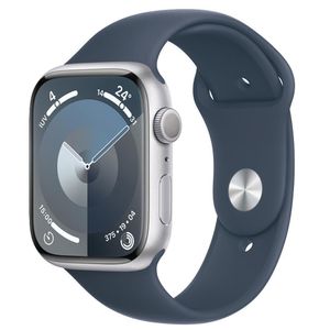 Apple Watch Series 9 (GPS 41 mm) Caixa Prateada de Alumínio com Pulseira Esportiva Azul-tempestade – MG