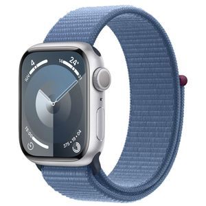 Apple Watch Series 9 (GPS 41 mm) Caixa Prateada de Alumínio  com Pulseira Loop Esportiva Azul-inverno