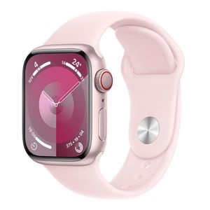 Apple Watch Series 9 (GPS + Cellular 41 mm) Caixa de Alumínio Rosa, Pulseira Esportiva Rosa-clara – PM