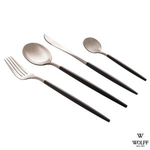 Faqueiro Kyoto Inox e Preto com 24 Peças - Wolff