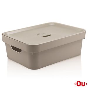 Caixa Organizadora com Tampa Cube M Bege - Ou