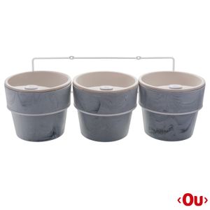 Kit com 3 Vasos Autoirrigáveis e Suporte Plantar Concreto - Ou