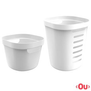 Conjunto Cesto para Roupas Cube Flex com 02 Peças Branco - OU