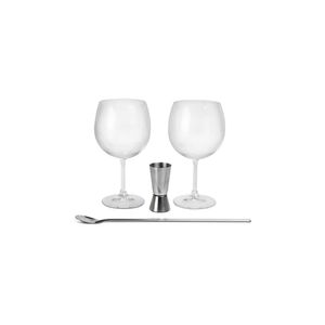 Kit Gin 4 Peças – 2 Taças 600 ml Dosador Colher Aço Inoxidável - Haus Concept Cristal
