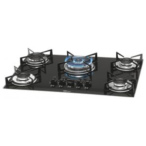 Cooktop Fischer 5 Bocas Mesa Vidro Tripla Chama Preto - Bivolt